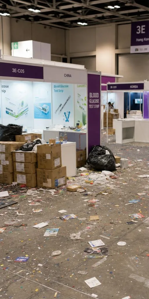 撤展後場地滿地紙屑垃圾、紙箱雜物堆積